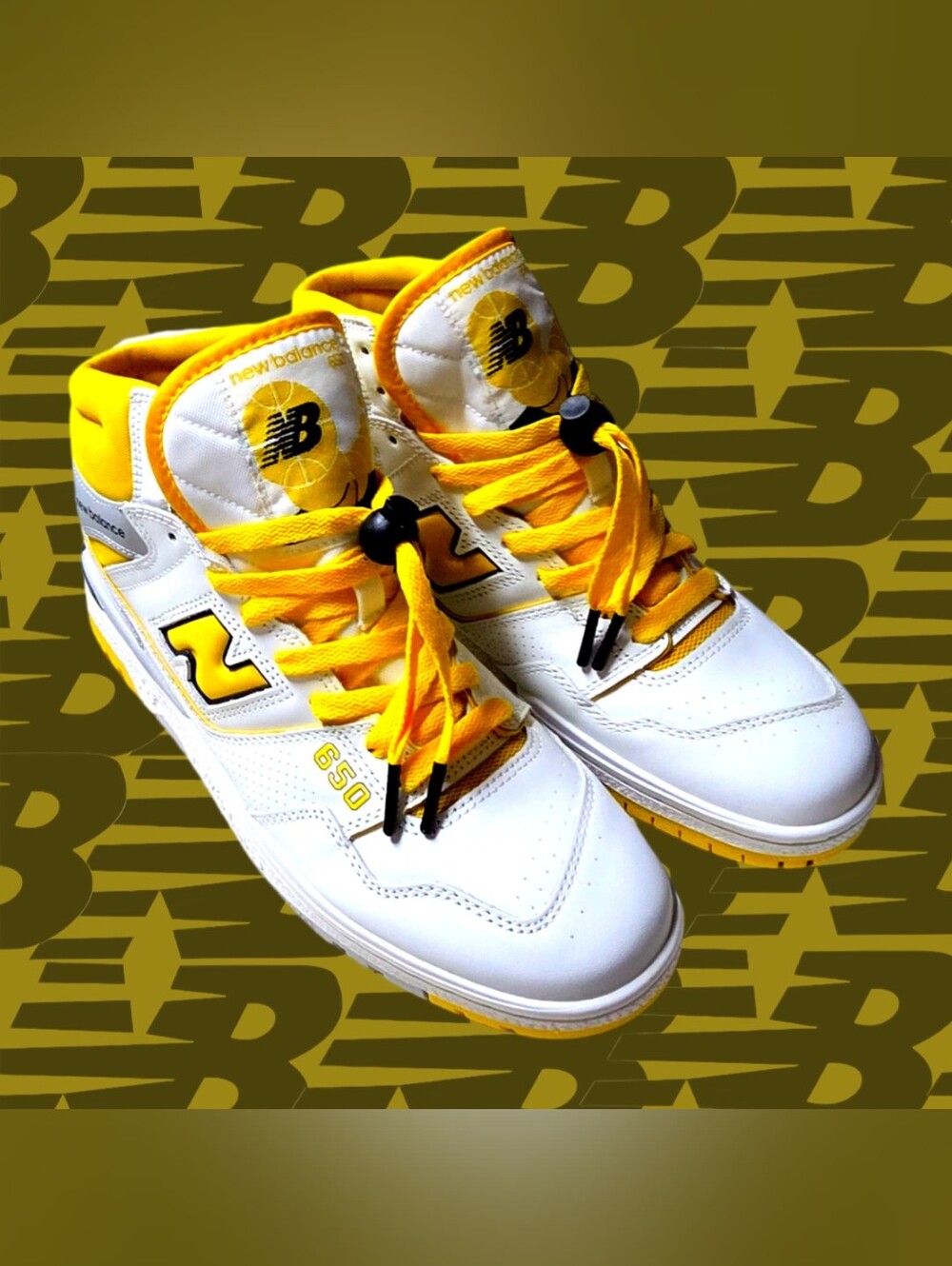 New Balance 650R Honeycomb White Yellow Mens Size 9.5 NIB BB650RCG Retro Court